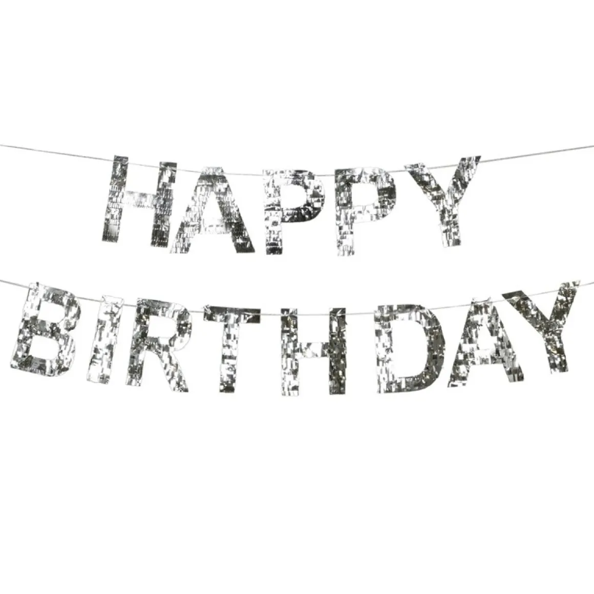 Happy Birthday Bogstavsguirlande Sølv
