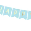 Happy Birthday Flagguirlande Lyseblå