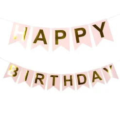 Happy Birthday Guirlande Lyserød/Guld