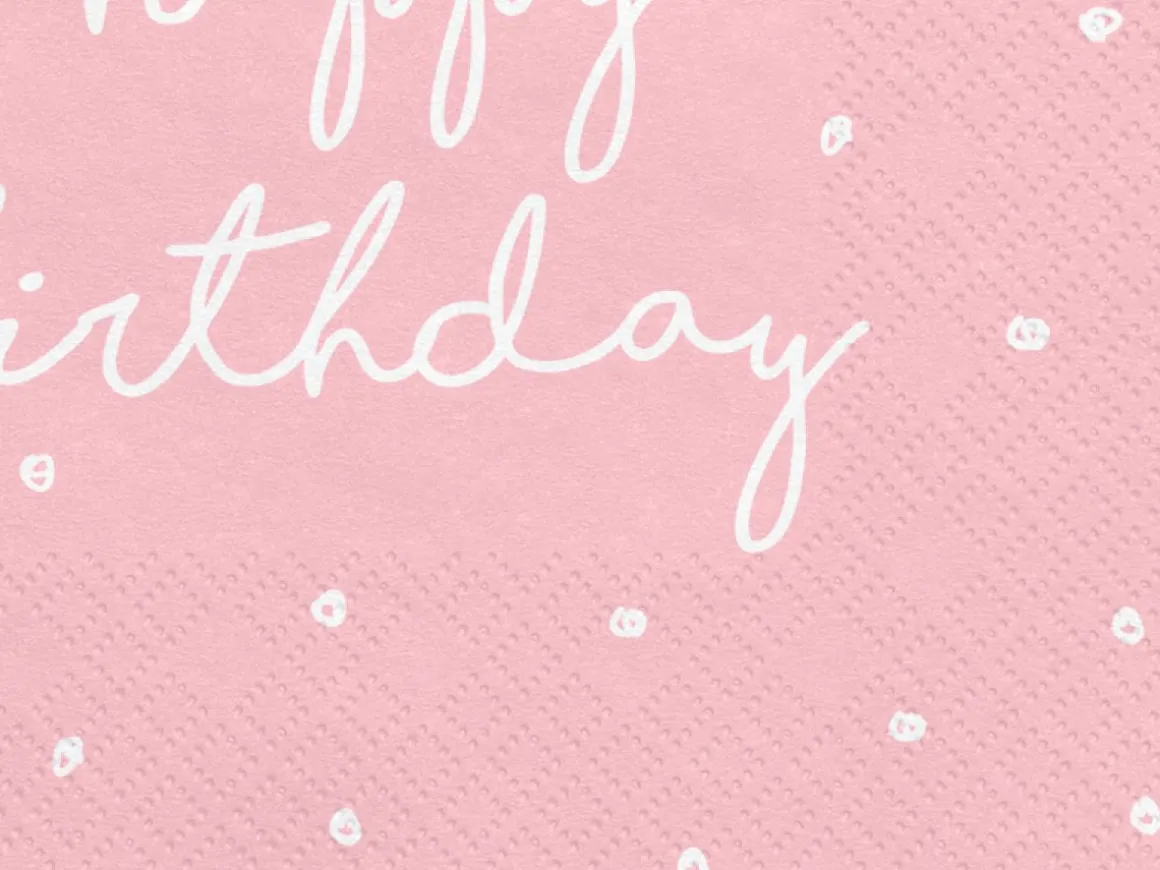 Happy Birthday Servietter Lyserød