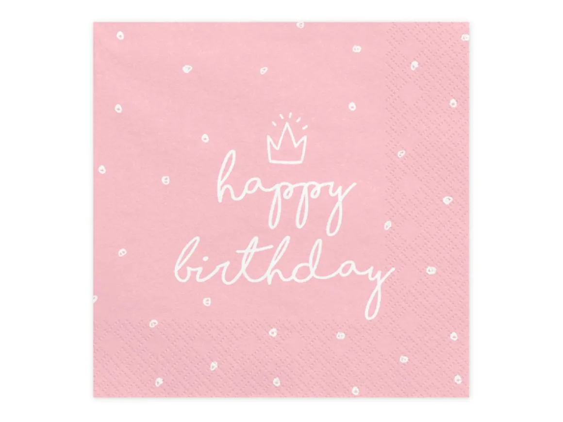 Happy Birthday Servietter Lyserød