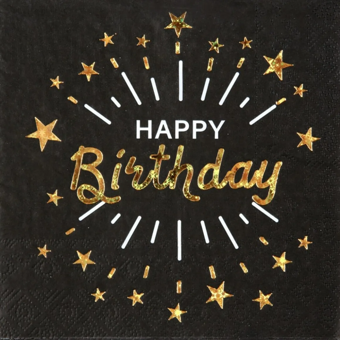 Happy Birthday Servietter Sort/Guld