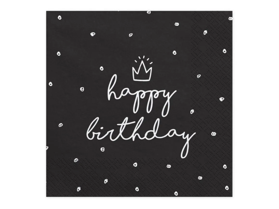 Happy Birthday Servietter Sort
