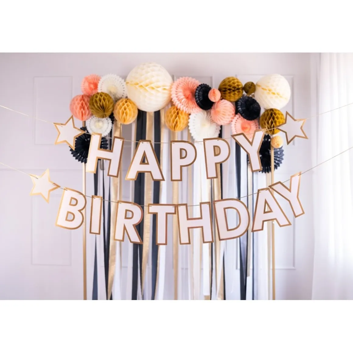 Happy Birthday Stjerne Guirlande Guld