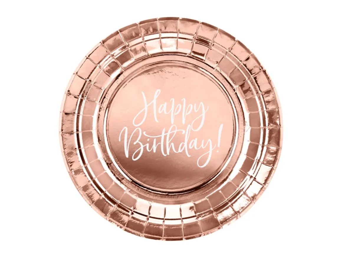 Happy Birthday Tallerkener Rosaguld