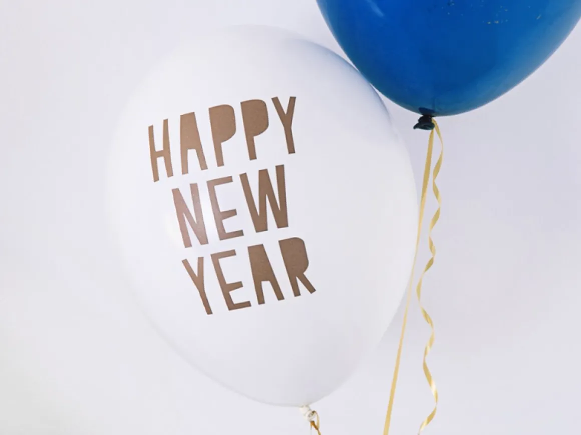 Happy New Year Balloner Pastelhvid