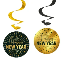 Happy New Year Golden Celebrations Swirls
