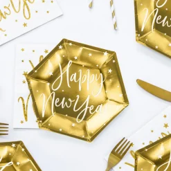Happy New Year Paptallerkener Guld