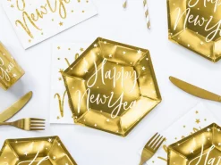 Happy New Year Paptallerkener Guld