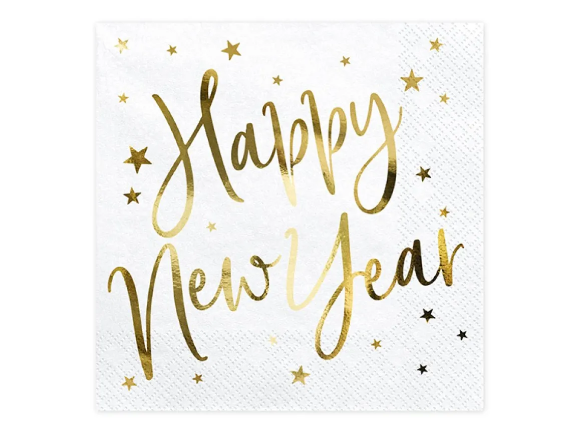 Happy New Year Servietter Guld