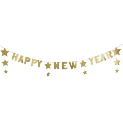 Happy New Year Stjerne Guirlande Guld