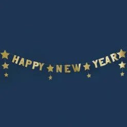 Happy New Year Stjerne Guirlande Guld