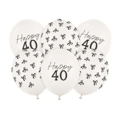 Happy 40 Års Fødselsdag Latexballoner Off-White