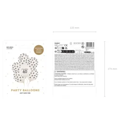 Happy 40 Års Fødselsdag Latexballoner Off-White, 6-pak