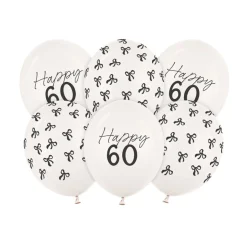 Happy 60 Års Fødselsdag Latexballoner Off-White