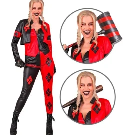 Harlekin Kostume Rød/Sort