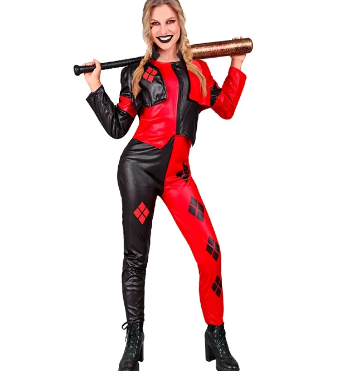 Harlekin Kostume Rød/Sort