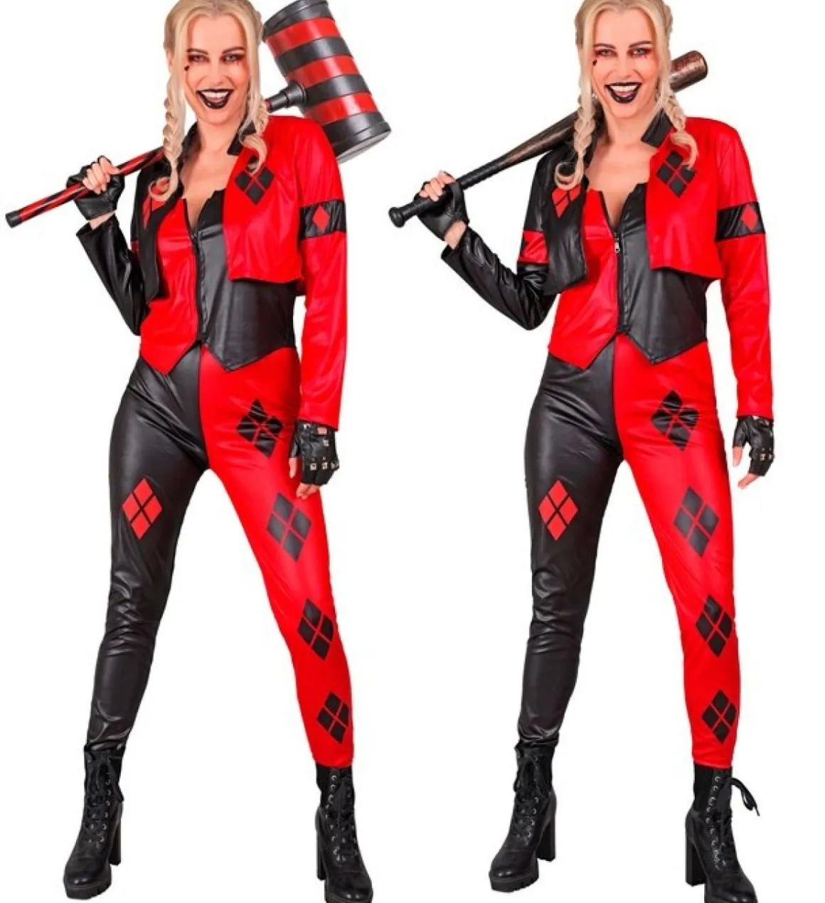 Harlekin Kostume Rød/Sort