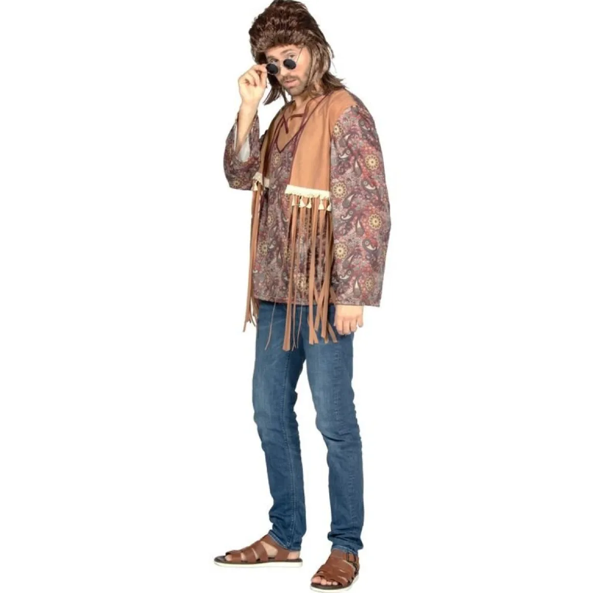 Hippie Paisley Skjorte Kostume Brun
