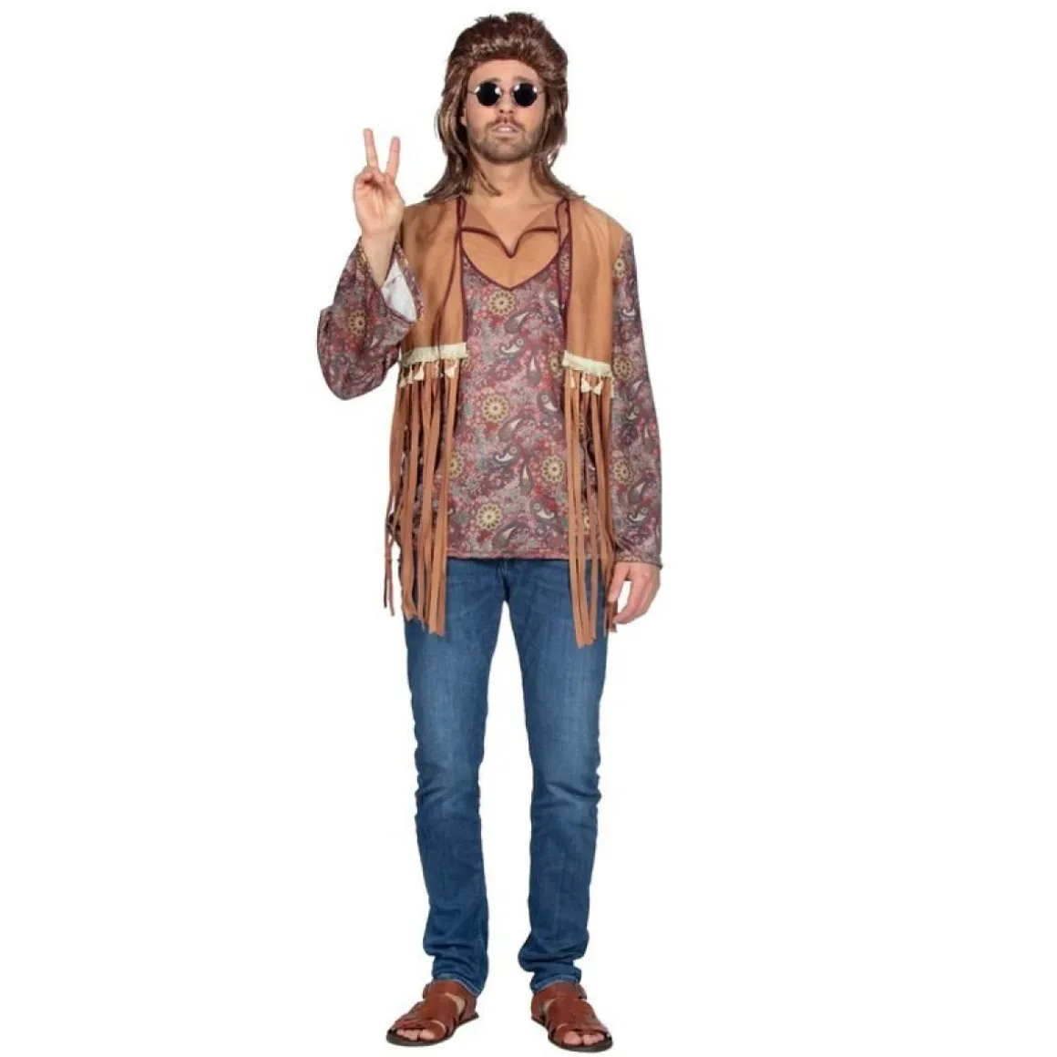 Hippie Paisley Skjorte Kostume Brun