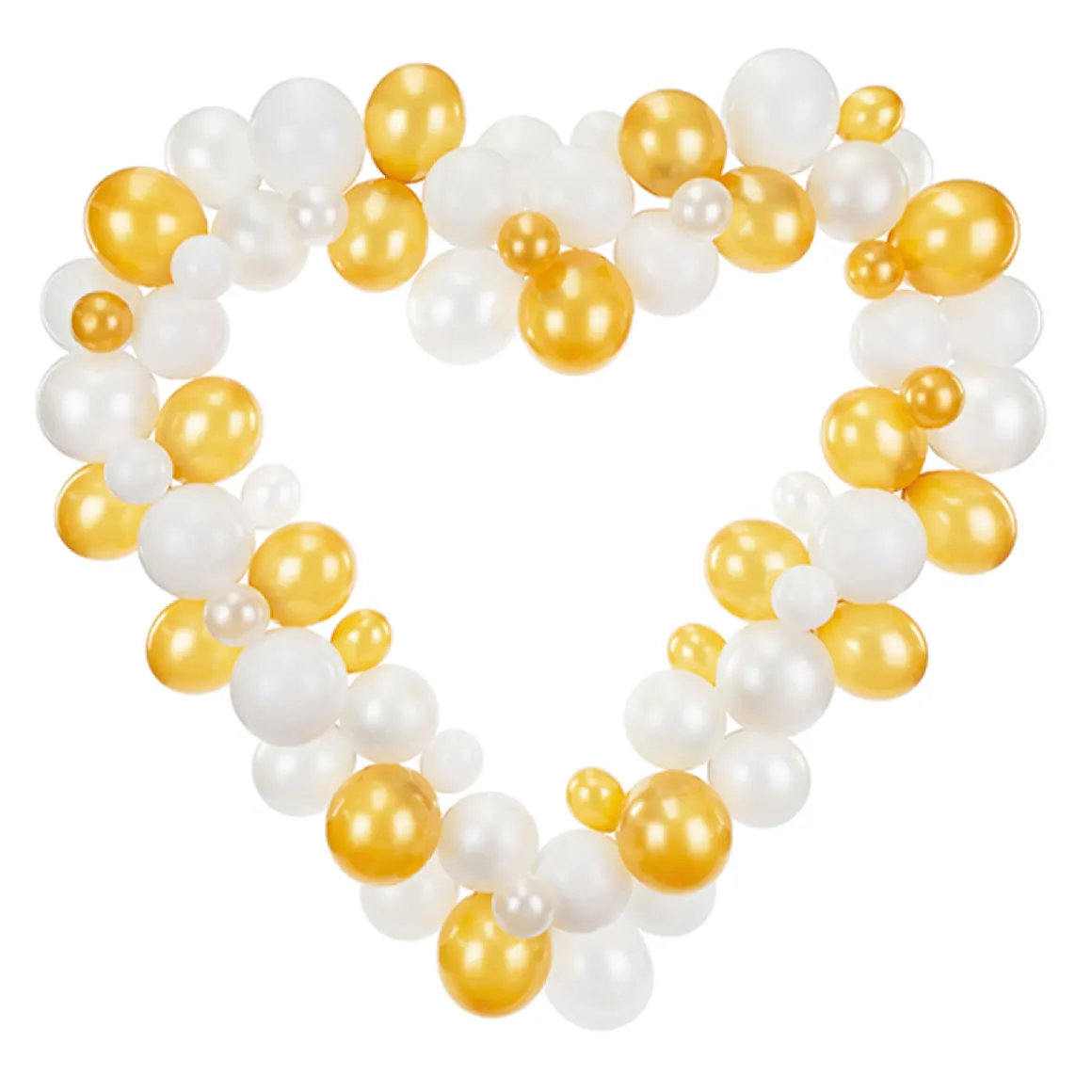 Hjerte Ballonfigur Hvid/Guld