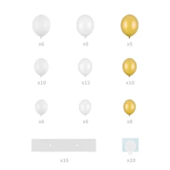 Hjerte Ballonfigur Hvid/Guld
