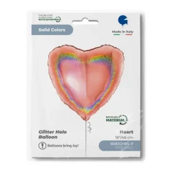 Hjerte Folieballon Holografisk Rosaguld