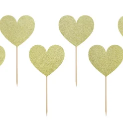Hjerte Madpinde Glitter Guld