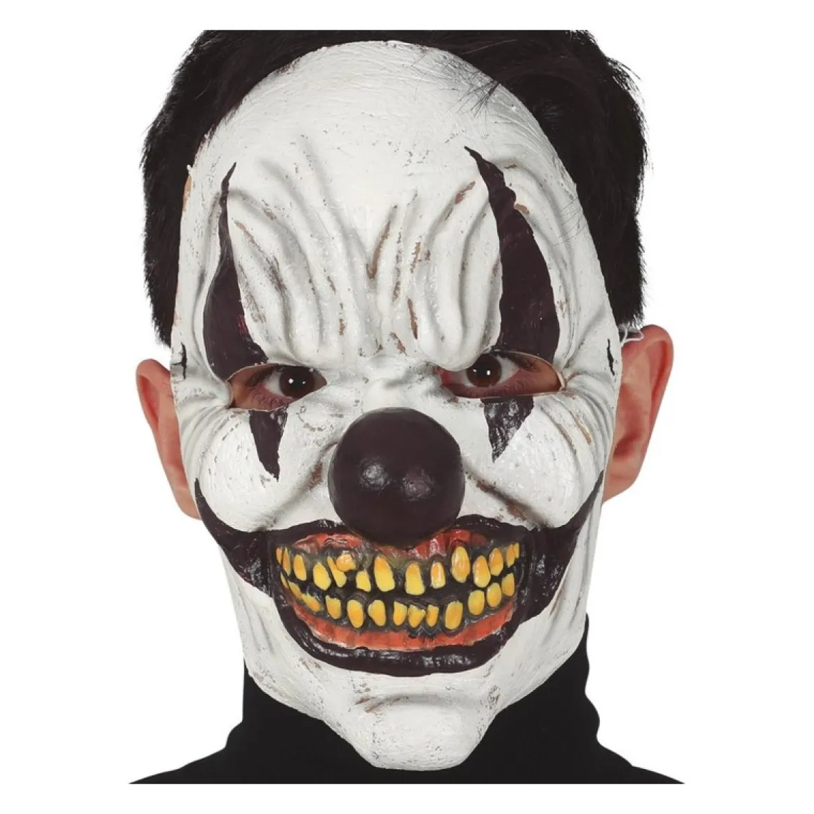 Horror Latex Klovnemaske Hvid/Sort