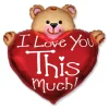 I Love You Bamse Folieballon Rød