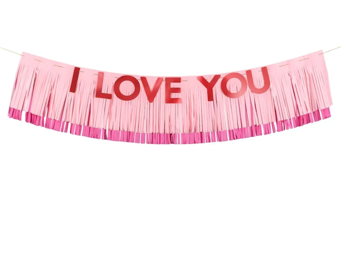 I Love You Guirlande Lyserød