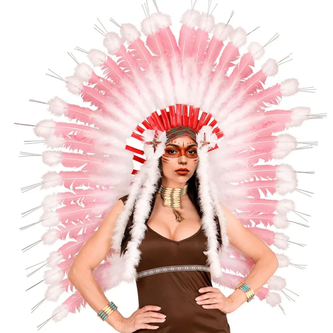 Indianer Fjerhovedpynt Pink