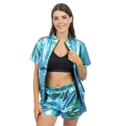 Iriserende Jakke- og Shorts Kostume Blå