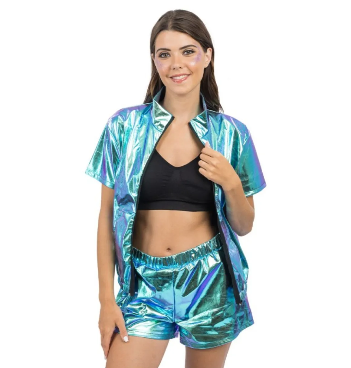 Iriserende Jakke- og Shorts Kostume Blå