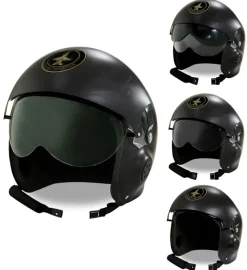 Jagerpilot Hjelm Sort