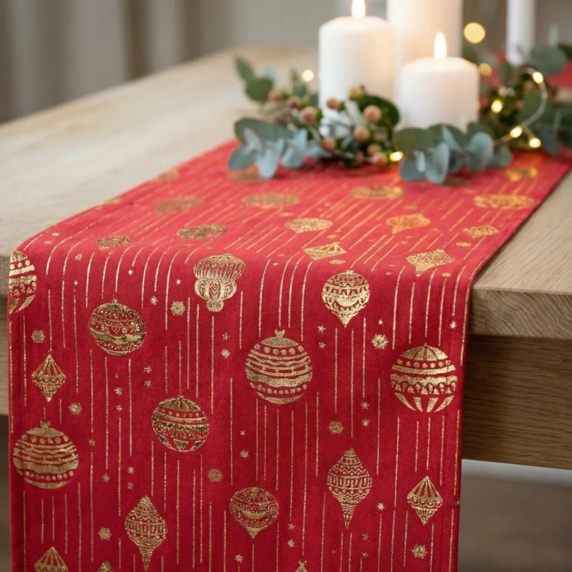 Julekugler Bordløber Rød/Guld