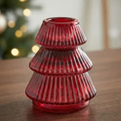 Juletræs Glas Lysestage Rød