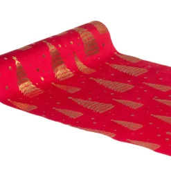 Juletræ Velour Bordløber Rød/Guld