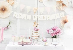 Just Married Flagguirlande Hvid/Guld