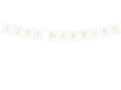 Just Married Flagguirlande Hvid/Guld