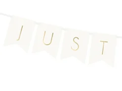 Just Married Flagguirlande Hvid/Guld