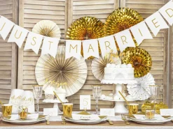 Just Married Flagguirlande Hvid/Guld