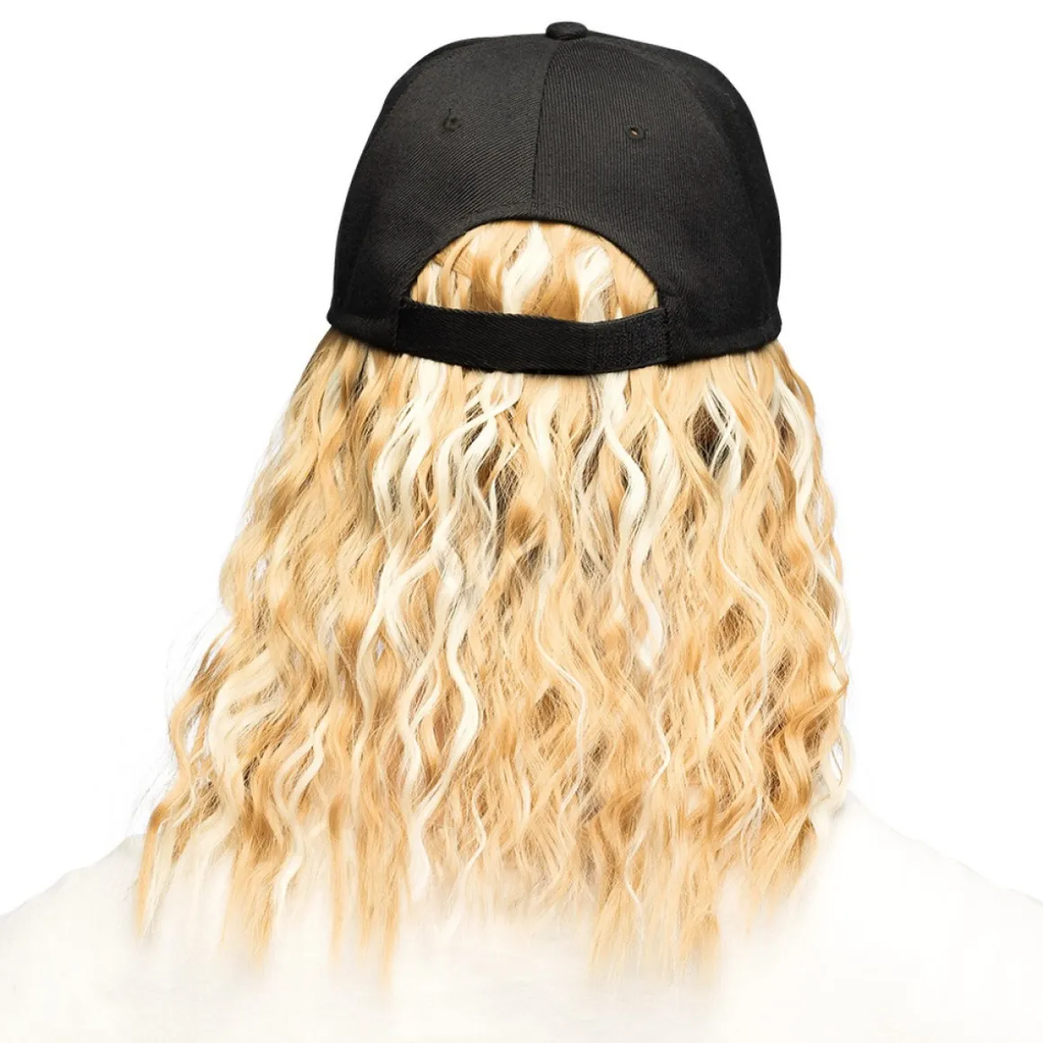 Kasket Med Paryk Sort Blond