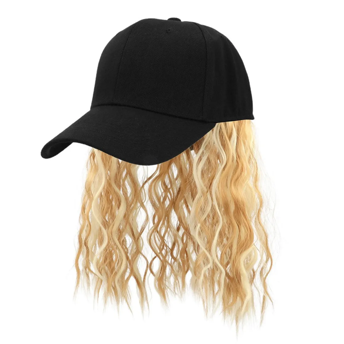 Kasket Med Paryk Sort Blond
