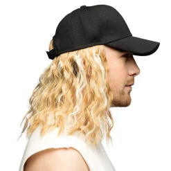 Kasket Med Paryk Sort Blond