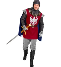 Klassisk Ridder Kostume Rød/Blå