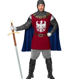 Klassisk Ridder Kostume Rød/Blå