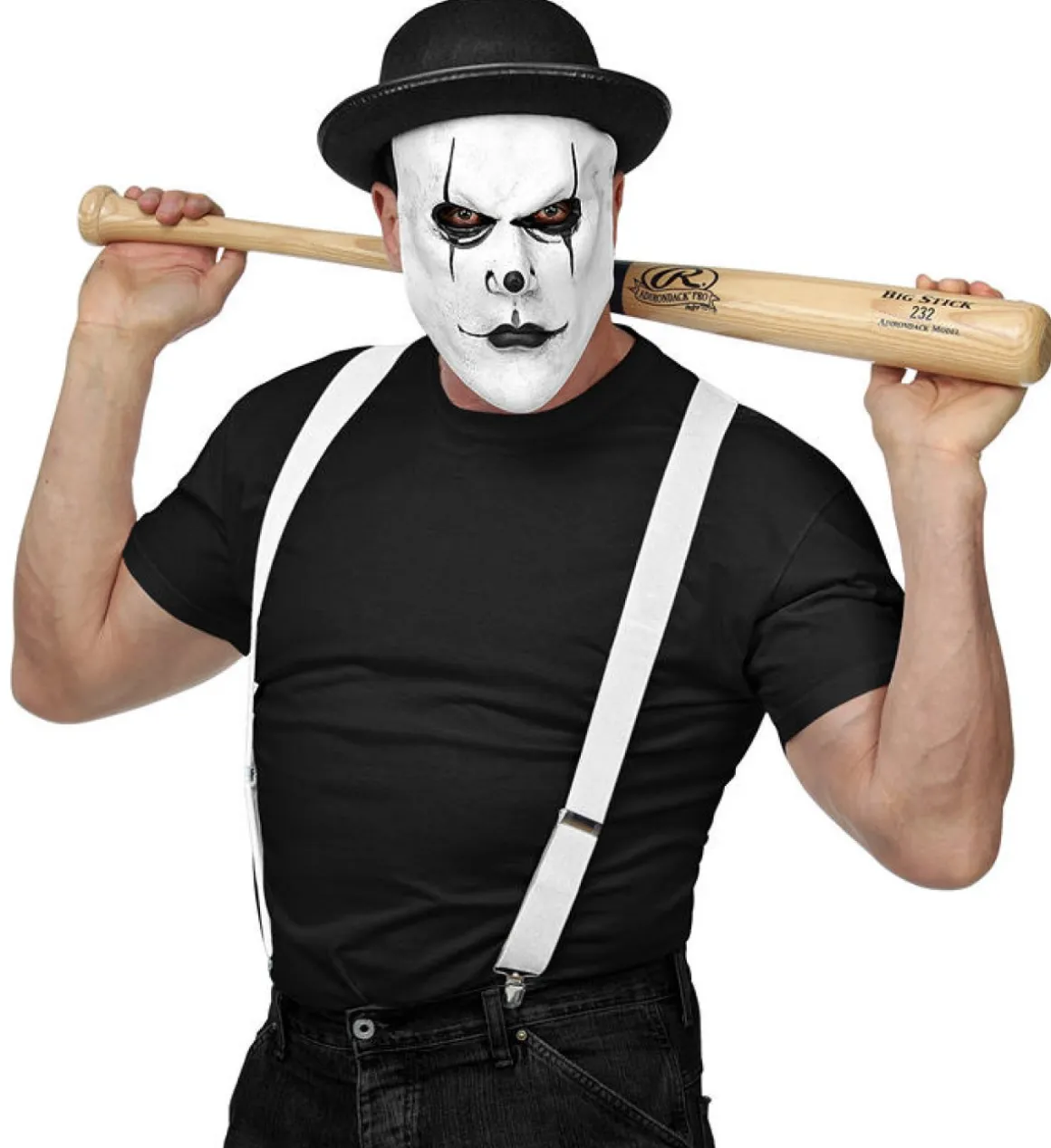 Klovne Maske med Bowlerhat