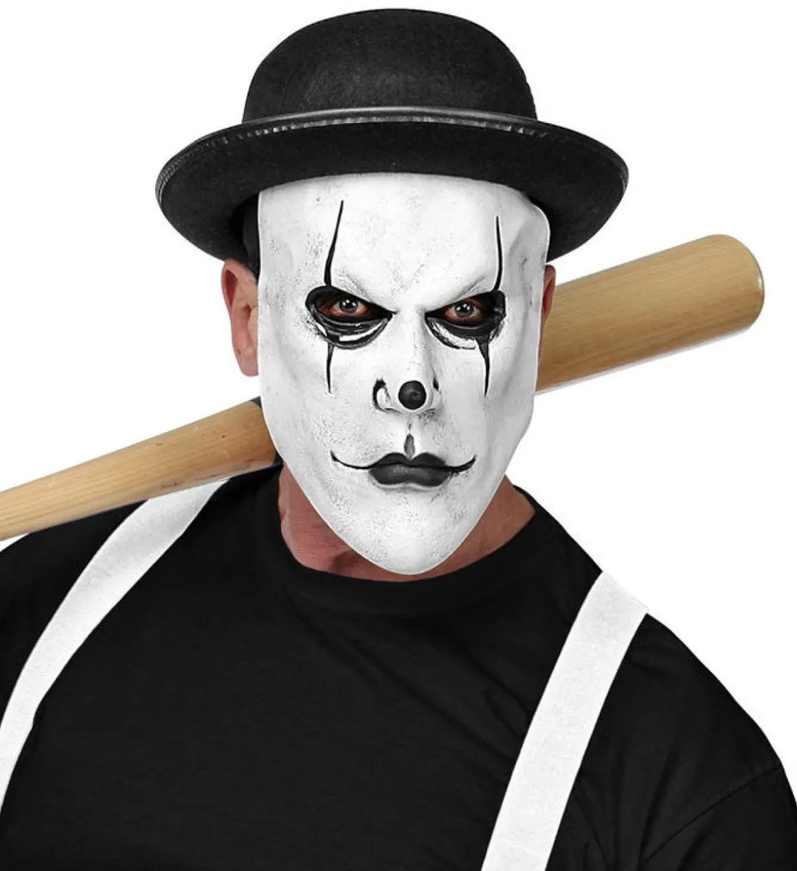 Klovne Maske med Bowlerhat
