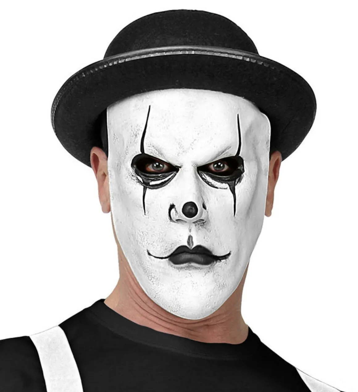 Klovne Maske med Bowlerhat